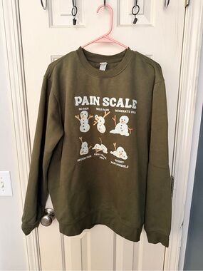 Olive Green 'Pain Scale' Crewneck Sweatshirt